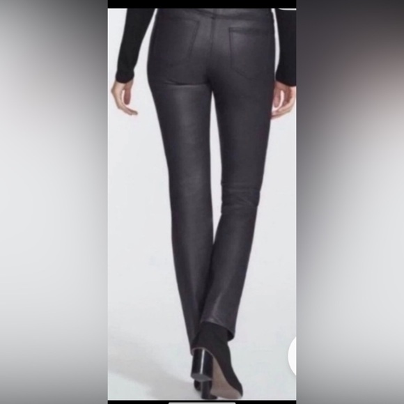 LAFAYETTE 148 NEW YORK WAXED DENIM THOMPSON BLACK JEANS US 0 SLIM LEG SILHOUETTE - Picture 3 of 10